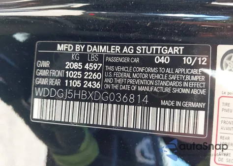 2013 Mercedes-Benz C 350 Sport from USA, damaged, VIN WDDGJ5HBXDG036814